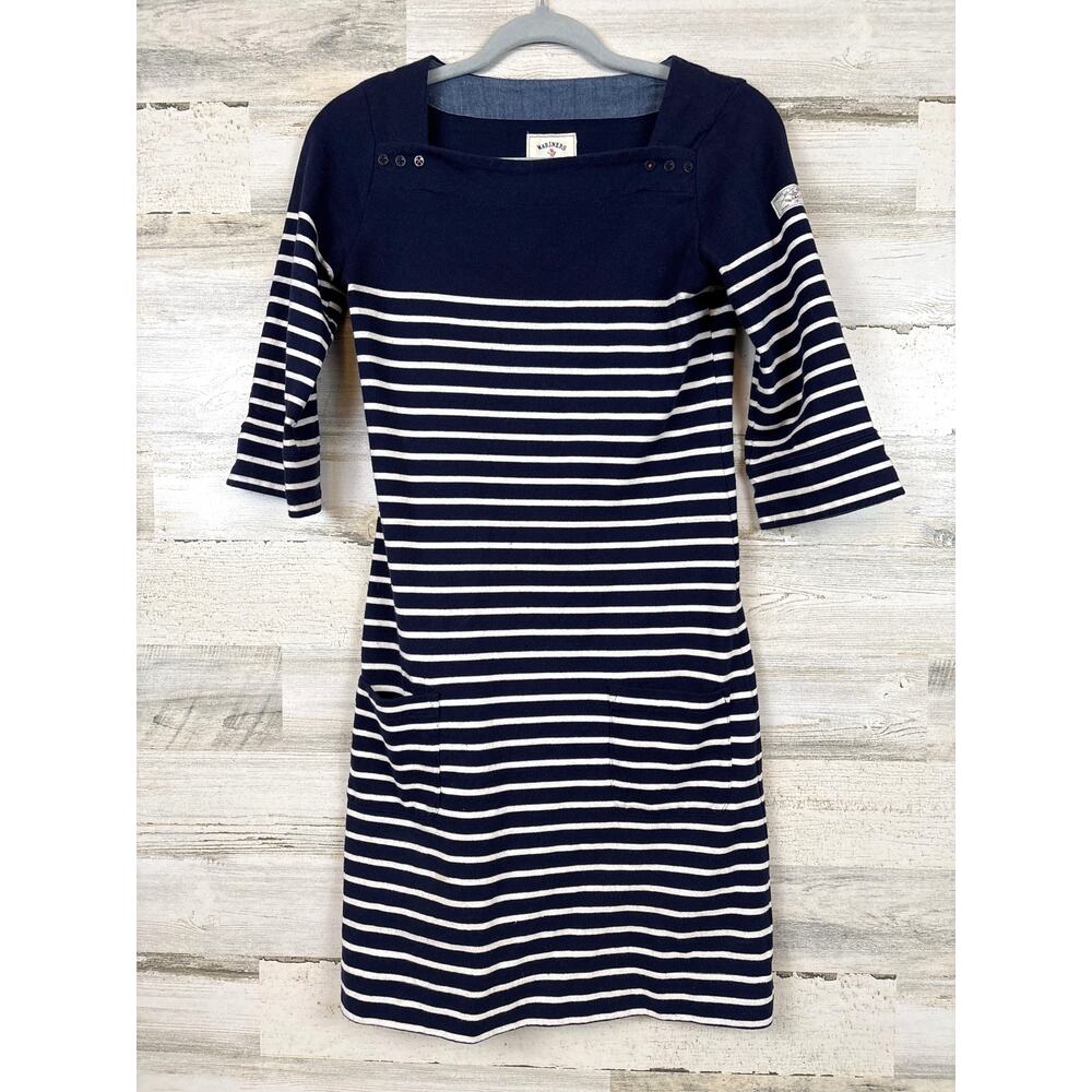 Joules Womens 4 Navy White Stripe Mariners Nautical Pocket Remy Mini Dress Beach